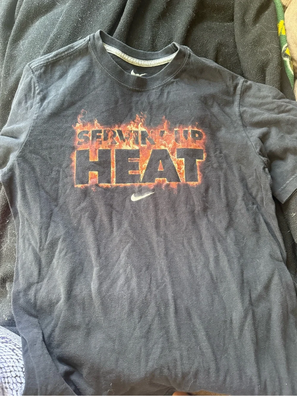 Nike Black Tee with Flaming 'HEAT' Graphic
